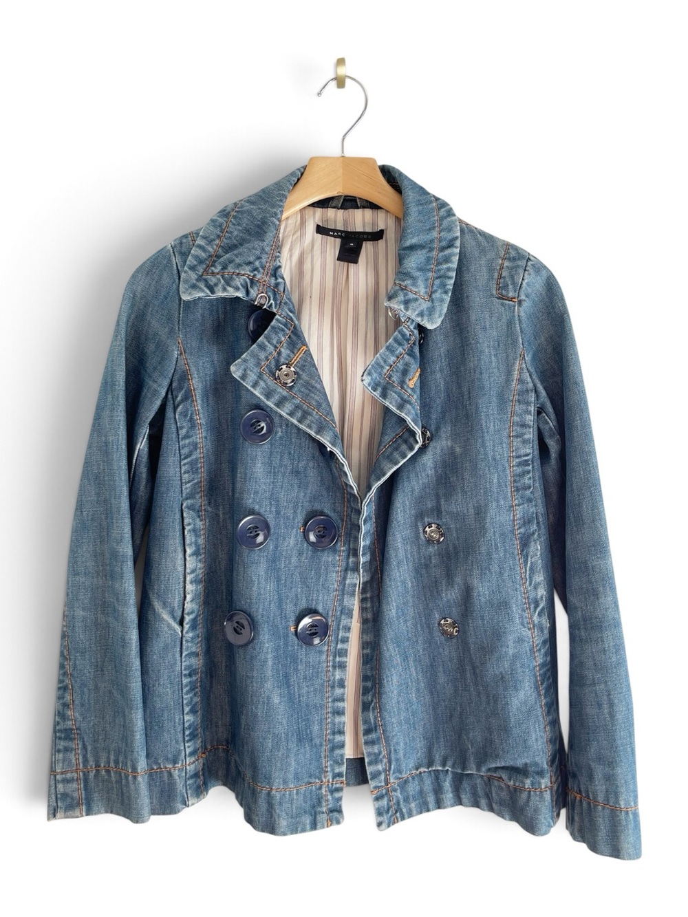 Vintage MARC JACOBS Y2K DENIM Peacoat JACKET small - Picture 13 of 13